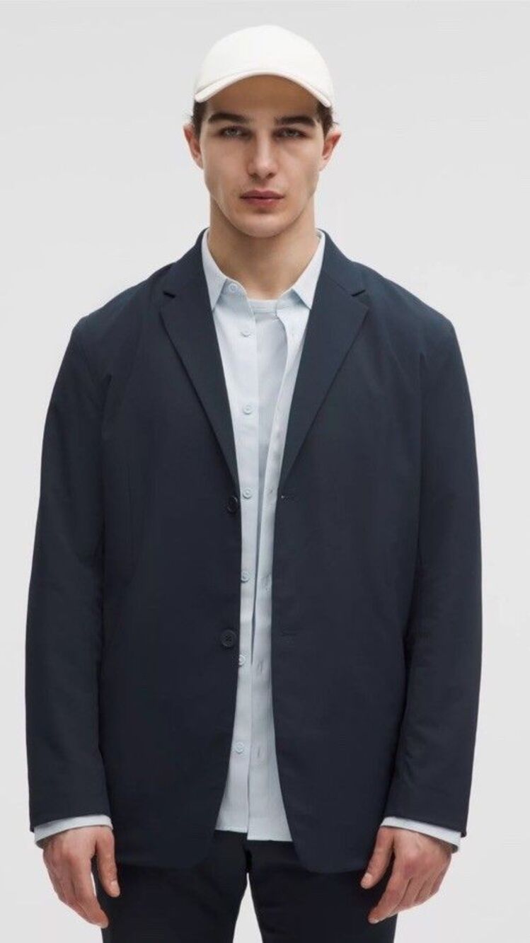 Lululemon New Venture Button Front Blazer Men’s Large Navy Stretch Jacket